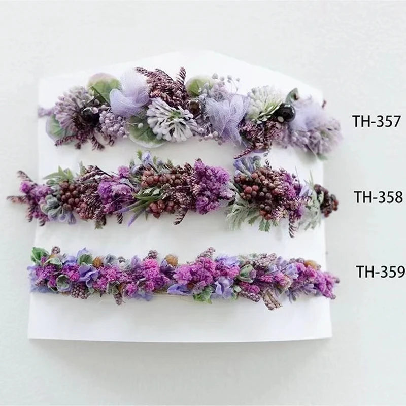 Newborn Headband Baby Girl Tieback Dried Flowers Photography Props