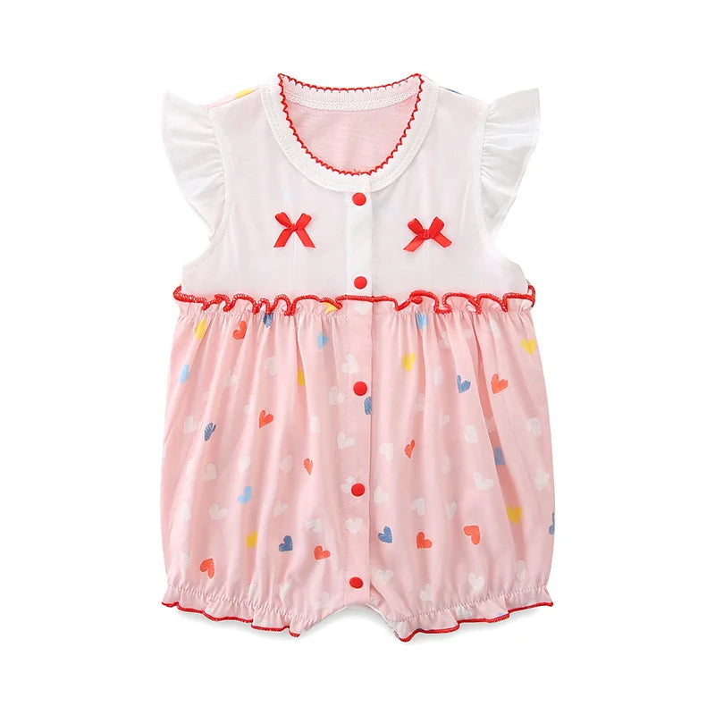 Newborn Baby Girl Romper Infant Short Sleeve Cotton Jumpsuit 0-18M