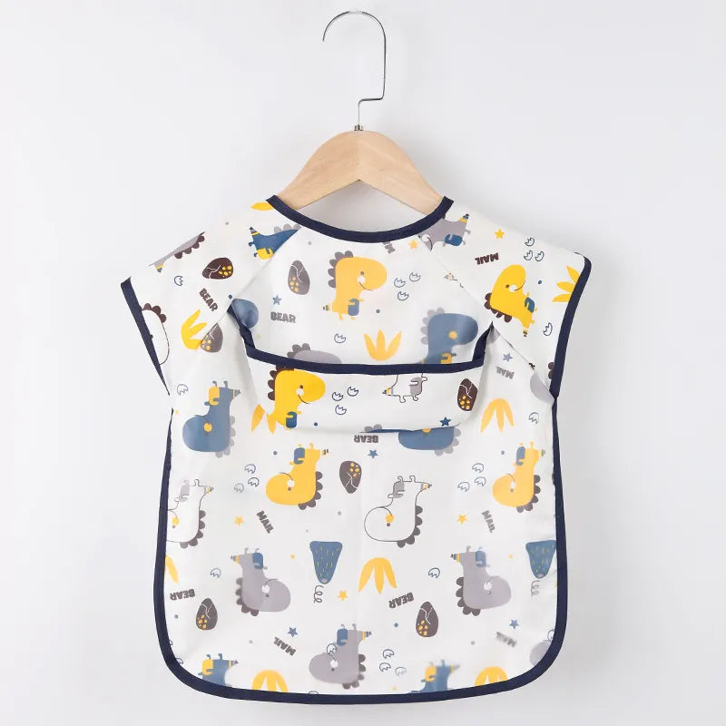 Baby Kids Toddler Long Sleeve Scarf Waterproof Art Smock Feeding Bib Apron Pocket Infant