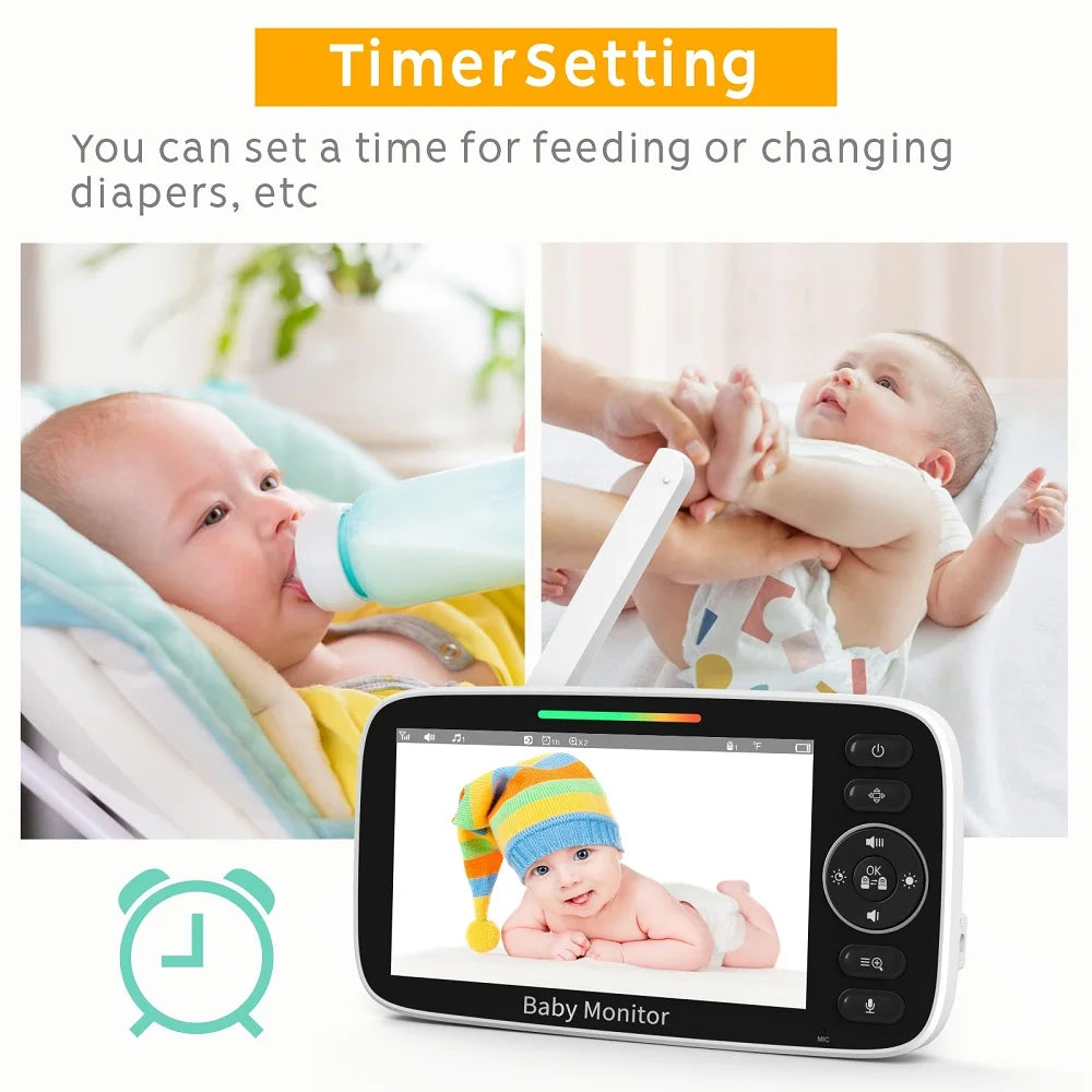 inch HD Baby Monitor IPS Split Screen 4000mAh Video Zoom