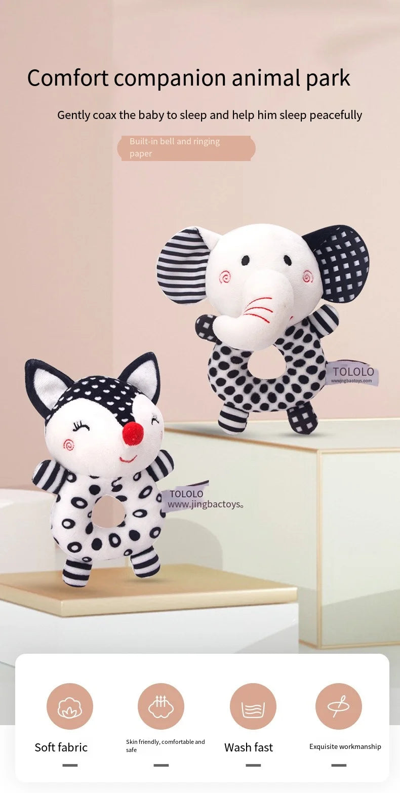 Newborn visual training black and white hand grip rattle exercise
