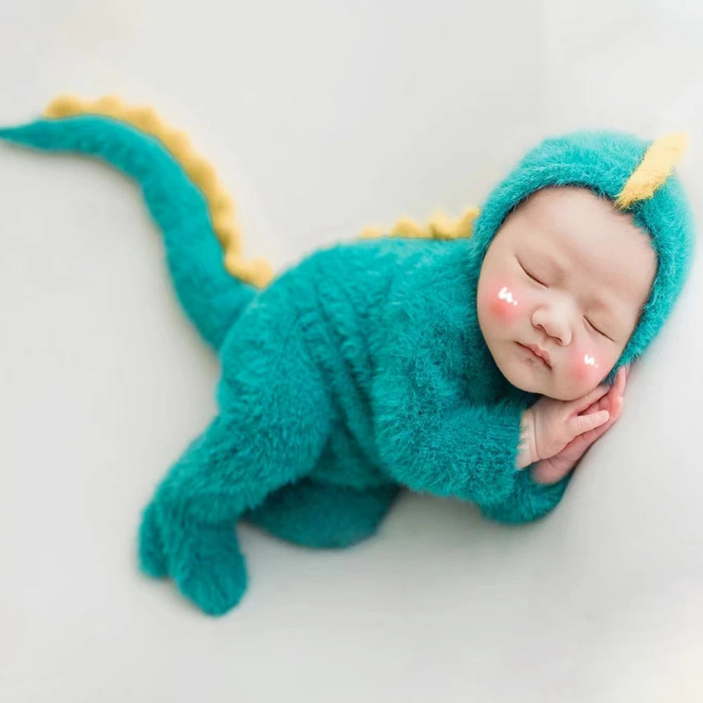 Footed Newborn Boy Dinosaur Romper Baby Photography Props