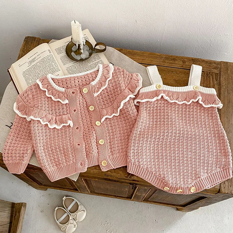2024 New Spring Infant Baby Girls Knitted Clothing Set