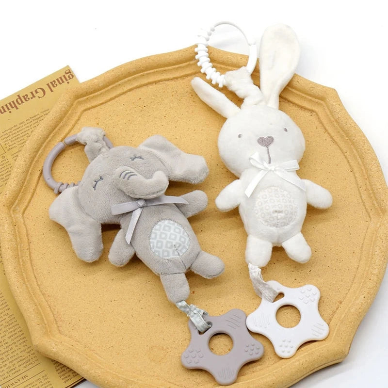 Cartoon Animal Shake Bell Pendant Plush Elephant Rabbit Cute Rattle