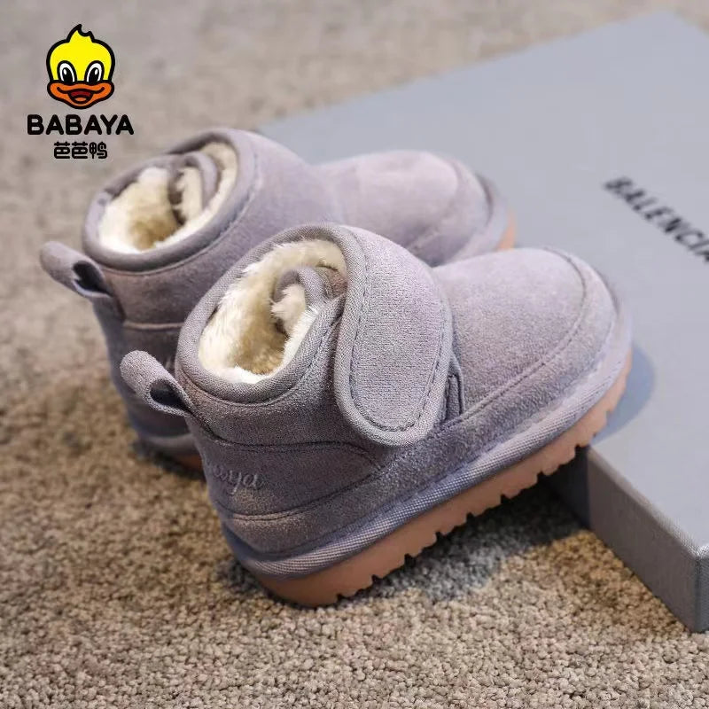 Babaya Baby Snow Boots Boys Plush Cotton Shoes for Kids 2023 New Winter Shoes Children Girls Cotton Short Boots Thickened