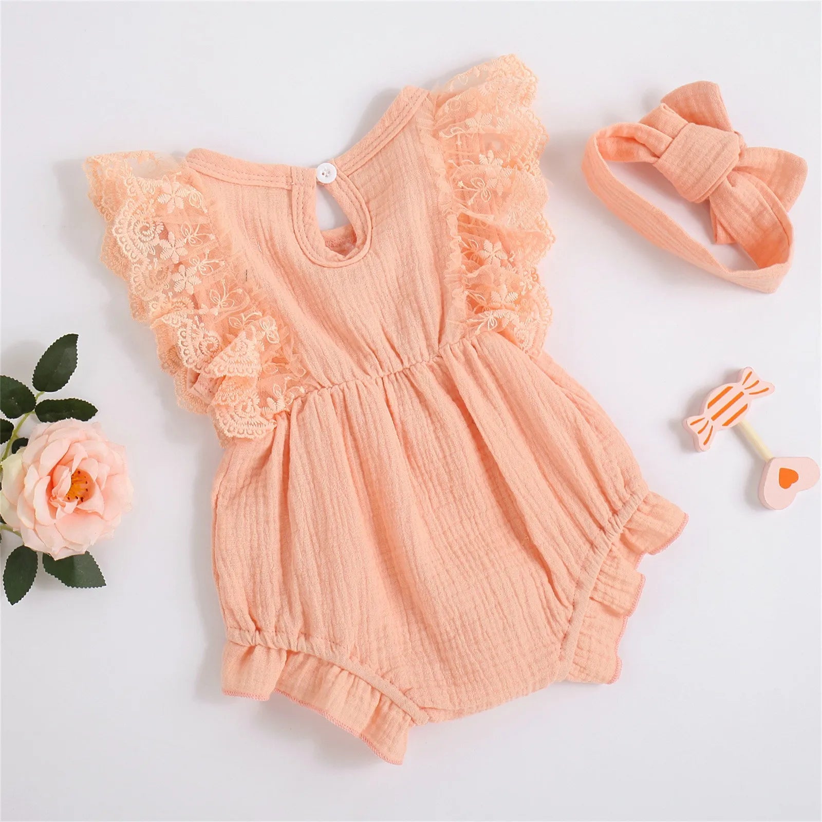 0-18Month Infant Baby Girls Cotton Button Sleeveless Bodysuit