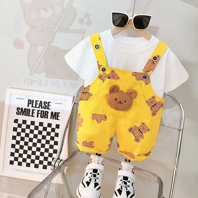 0-4 years Cute car baby suit striped three-piece sports suit