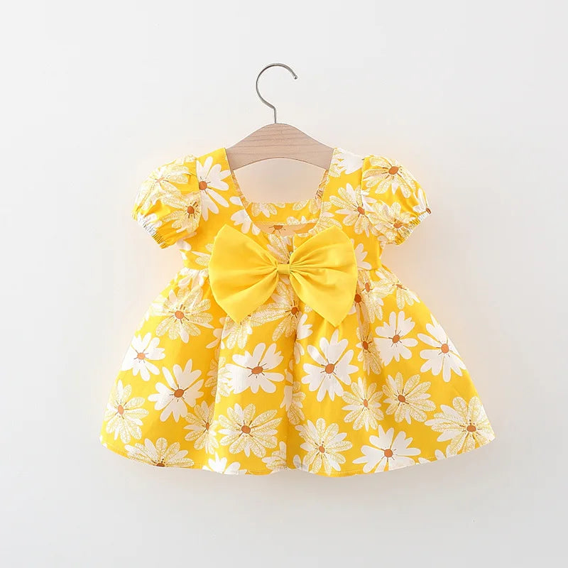 Sweet Flowers Puff Sleeves Baby Girls Dresses
