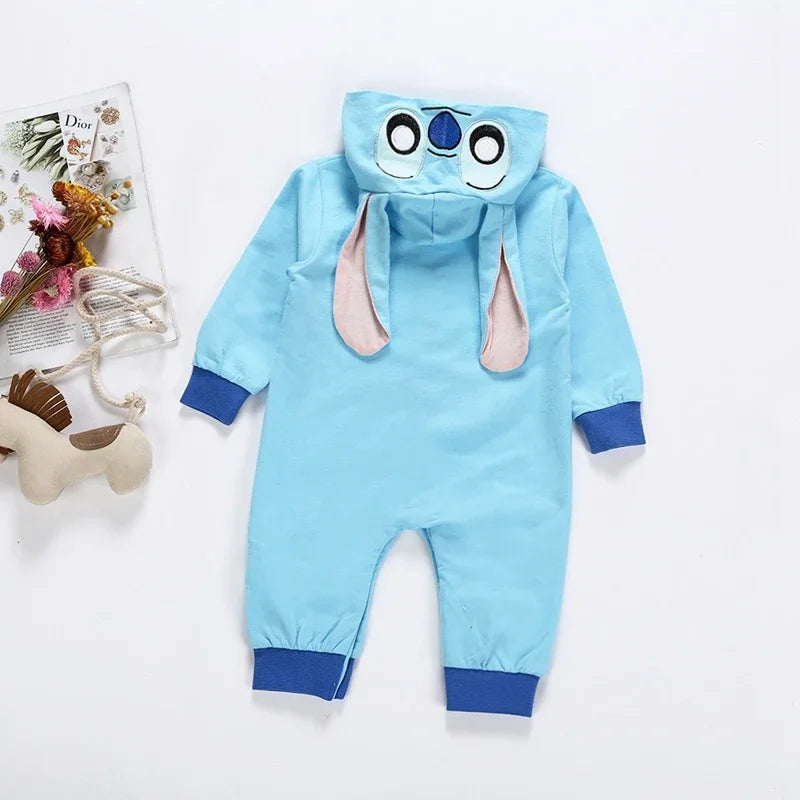 Autumn Newborn Baby Cartoon Minnie Mouse Print Cotton Jumpsuit