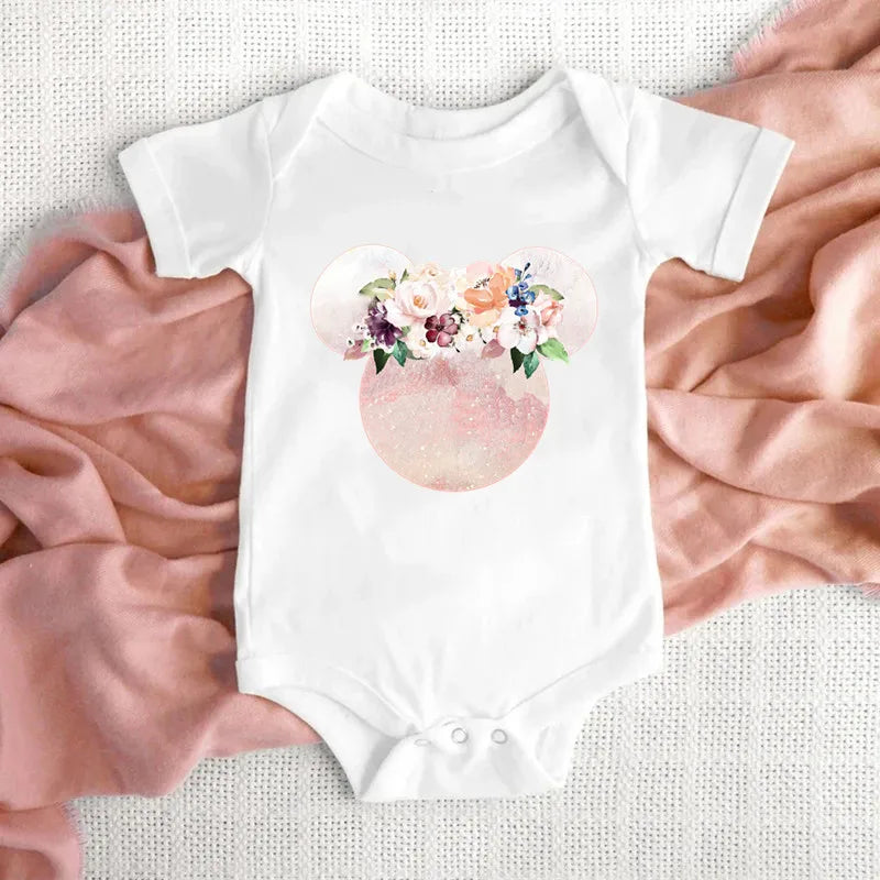 100% Cotton Babies Clothes Minnie Mouse Head New Born Bodysuit