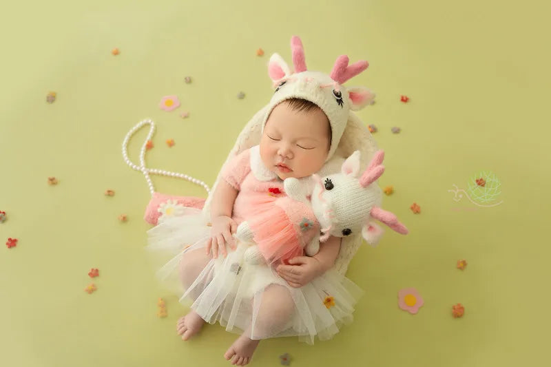Newborn Photography Clothing Cute Dragon Hat+Clothes+Dolls 3Pcs/Set