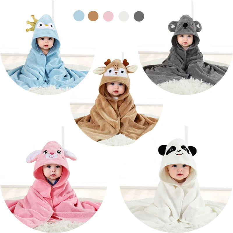 A pack of 80 * 80 cm cartoon baby bath towel polyester blanket