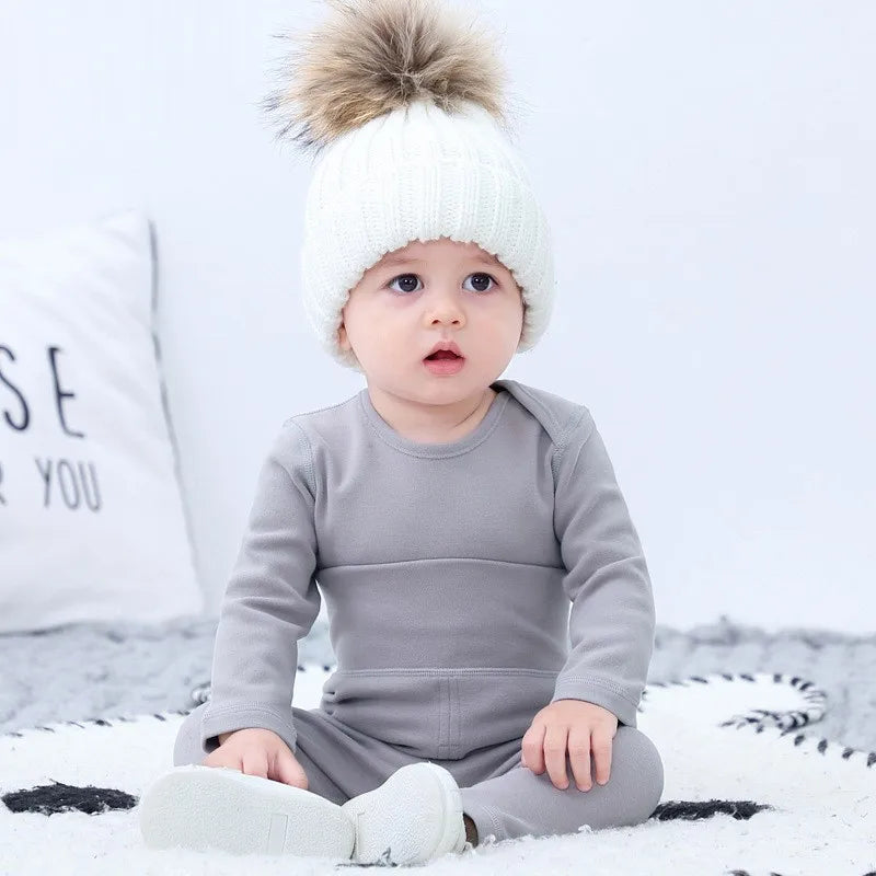 0-3 Years Kid Baby Tops+Pant 2-piece Set Cotton Thermal Underwear Suit Boys Girls Neonate Pajama Sleepwear Spring Autumn Clothes