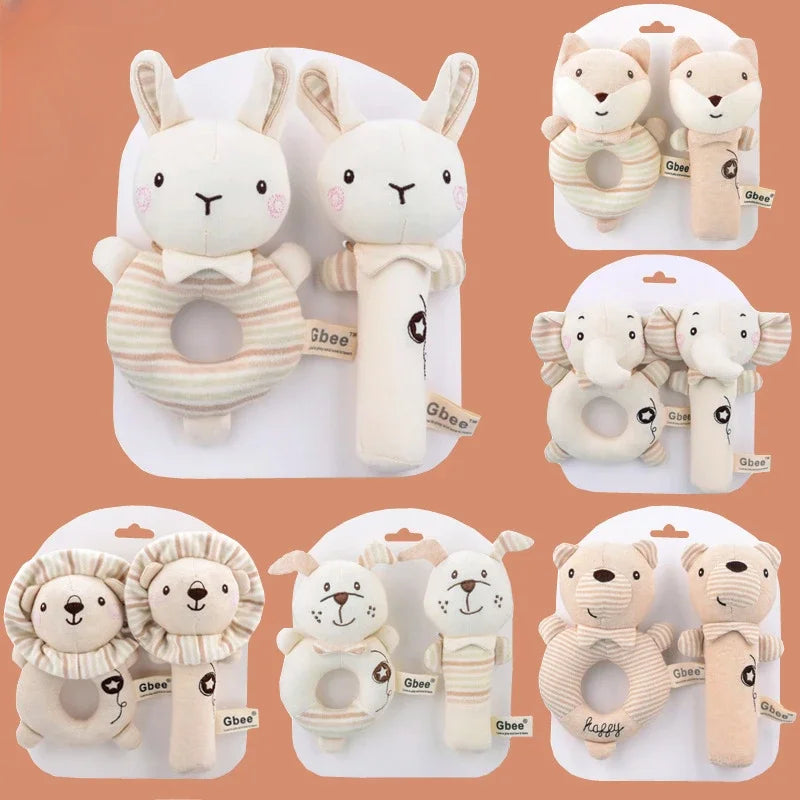 Baby Rattles Soft Cartoon Cute Plush Animal Rattles Toys