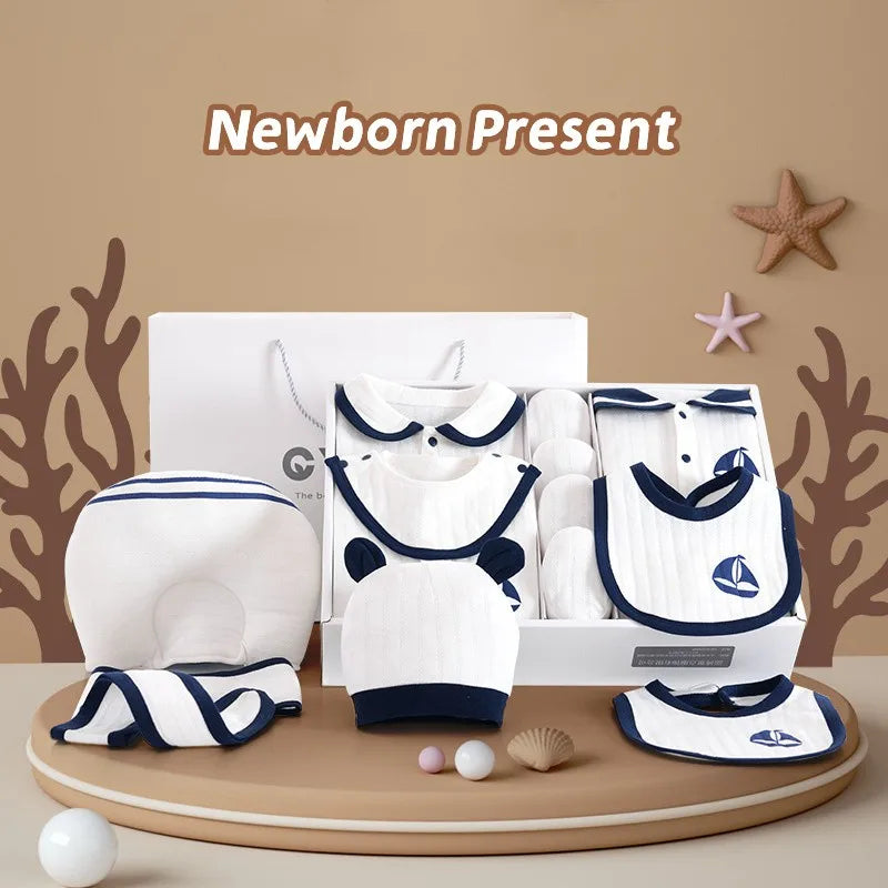 19/21/22/23pcs Navy Style Autumn Pure Cotton Baby Gift With Box
