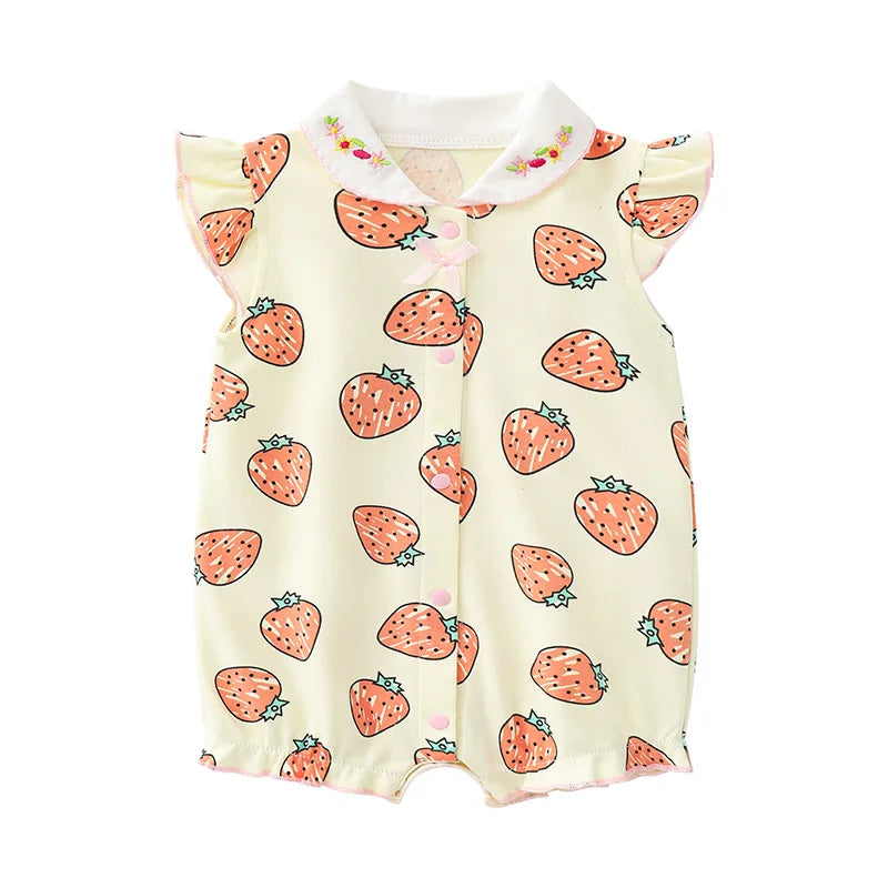 Newborn Baby Girl Romper Infant Short Sleeve Cotton Jumpsuit 0-18M