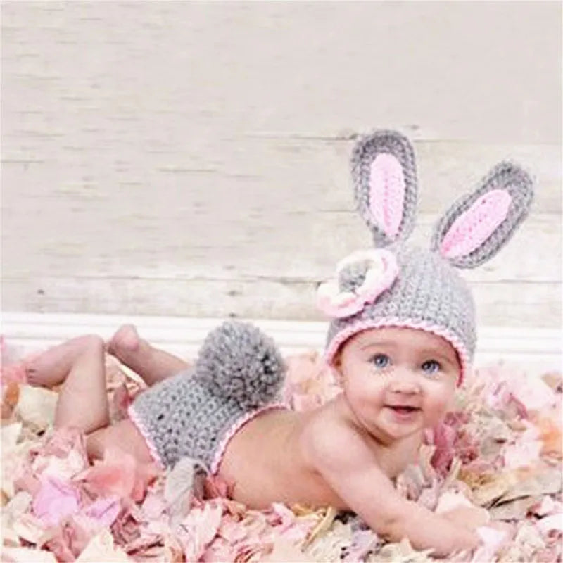 2Pcs/Set Newborn Photography Props Knitted Crochet Warm Photo Costume Baby Hat And Pant Suit Girl Boy Clothes Accessories