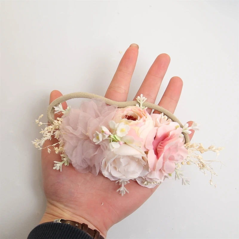 2pcs/set Simulation Flower Baby Headbands Soft Elastic Nylon