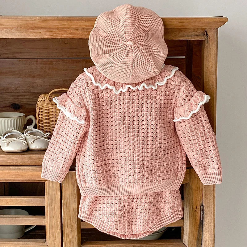 2024 New Spring Infant Baby Girls Knitted Clothing Set