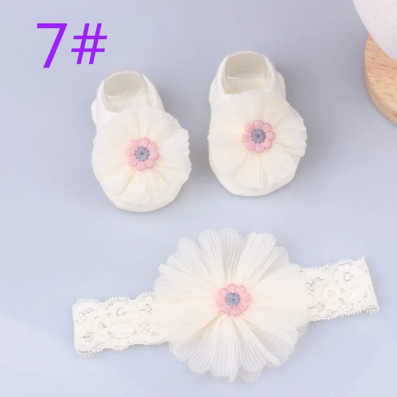 1 Set Newborn Bow Gift Cute Flowers Headband Socks