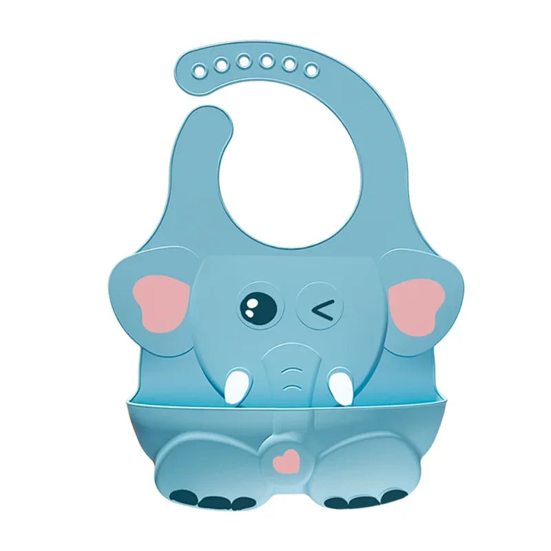 1pcs Baby Cute Elephant Bibs Soft Waterproof Silicone Cloths