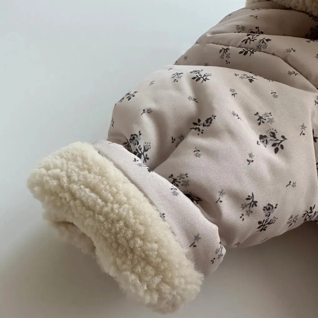 2023 Korea Winter Infant Baby Thickened Insulation Cotton Coat Newborn Girls Bow Hooded Outerwear Toddler Girls Jacket