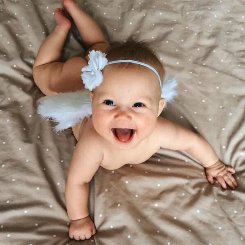 Fashion Newborn Baby Kids Feather Lace Headband Angel Wings
