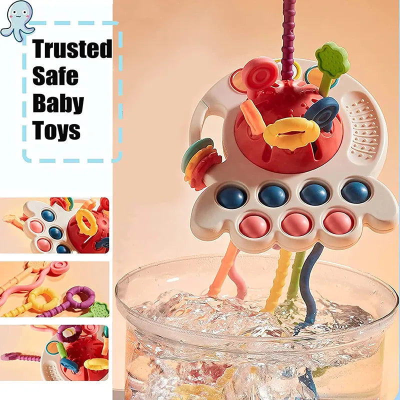Montessori Sensory Toys Silicone Pull String Toys Baby Activity