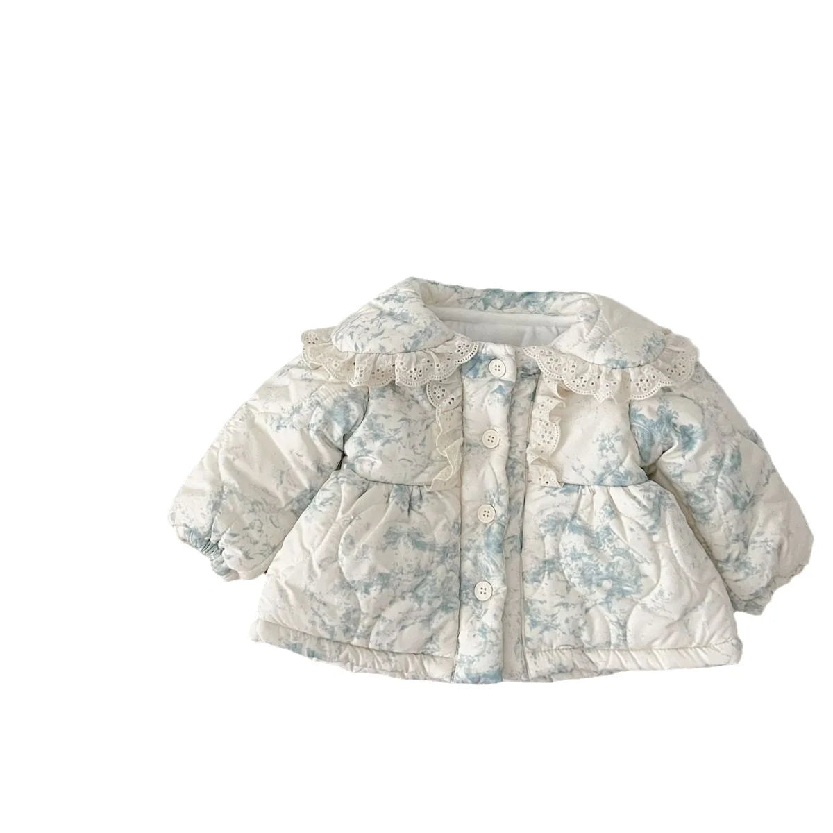 2023 Ins Winter Korean Baby Girls Outwear Coat Cotton Floral Plus Velvet Thick Warm Infant Girls Rompers Toddler Girls Jacket