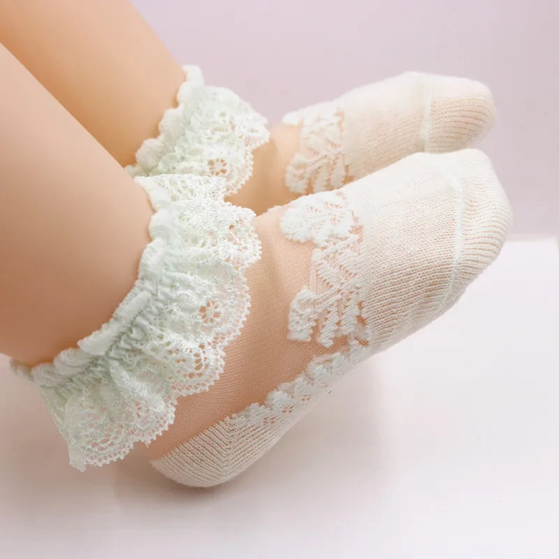Cute Lace Flower Baby Socks Cotton