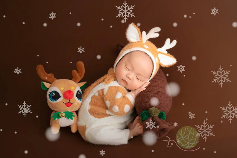 ❤️Newborn Photography Christmas Clothing Cute Hat+Top+Pants 3Pcs/Set