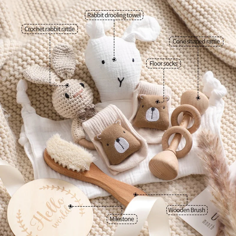Baby Double Sided Cotton Blanket Newborn Bath Set Gifts Box