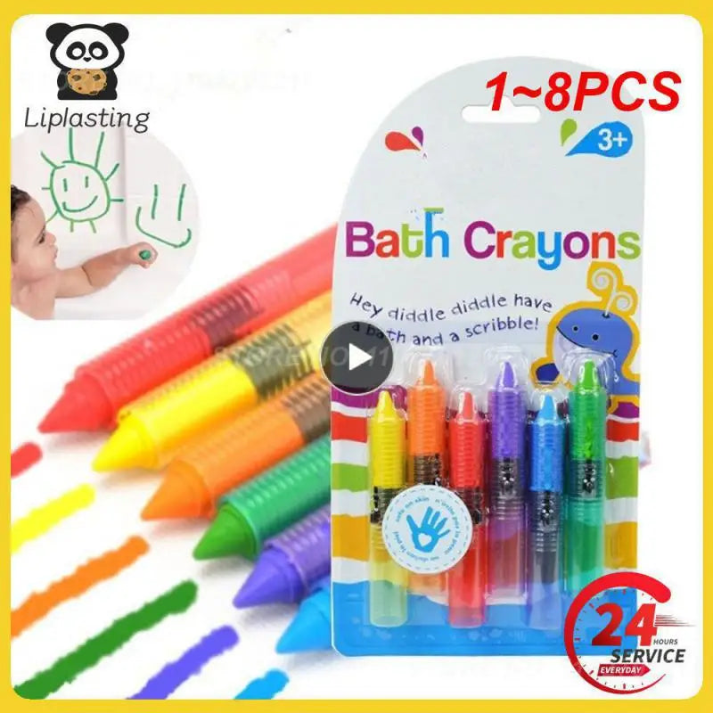 1~8PCS Set Baby Bath Toy Baby Bath Crayons Toddler Washable Bathtime Toy
