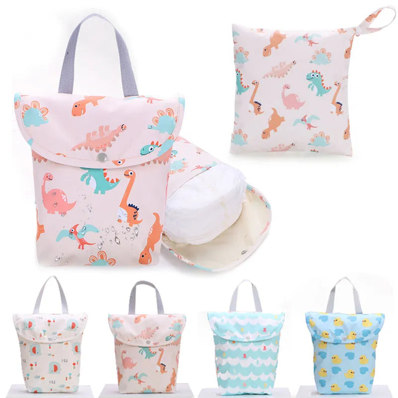 2023 Baby Diaper Bag Organizer Reusable Waterproof Wet/Dry Cloth Bag Mummy Storage Nappy Bag for Disposable Diaper Clothing