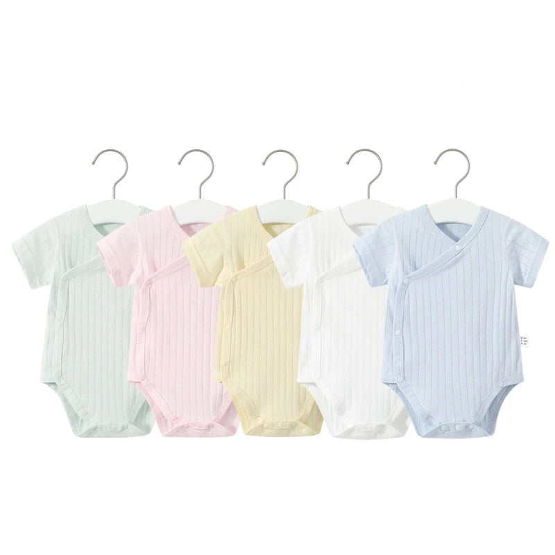 2Pcs Summer Pure Color Cotton Breathable Bodysuit Infants
