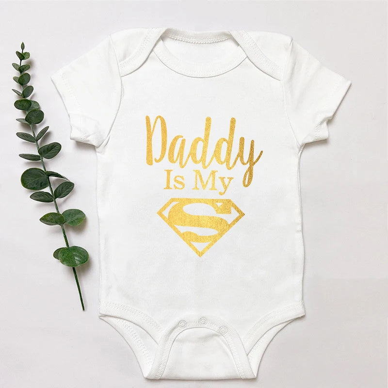 Daddy Is My Hero Funny Print Infant Baby Bodysuit