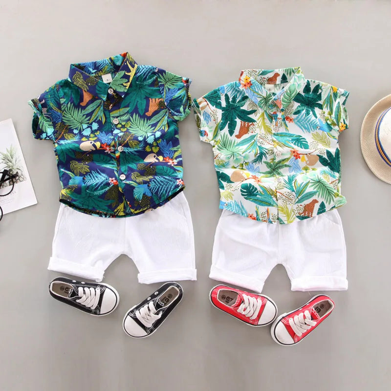 Baby Boy Clothes 0-5 Years Printed Shirt Shorts Two-Piece Sets
