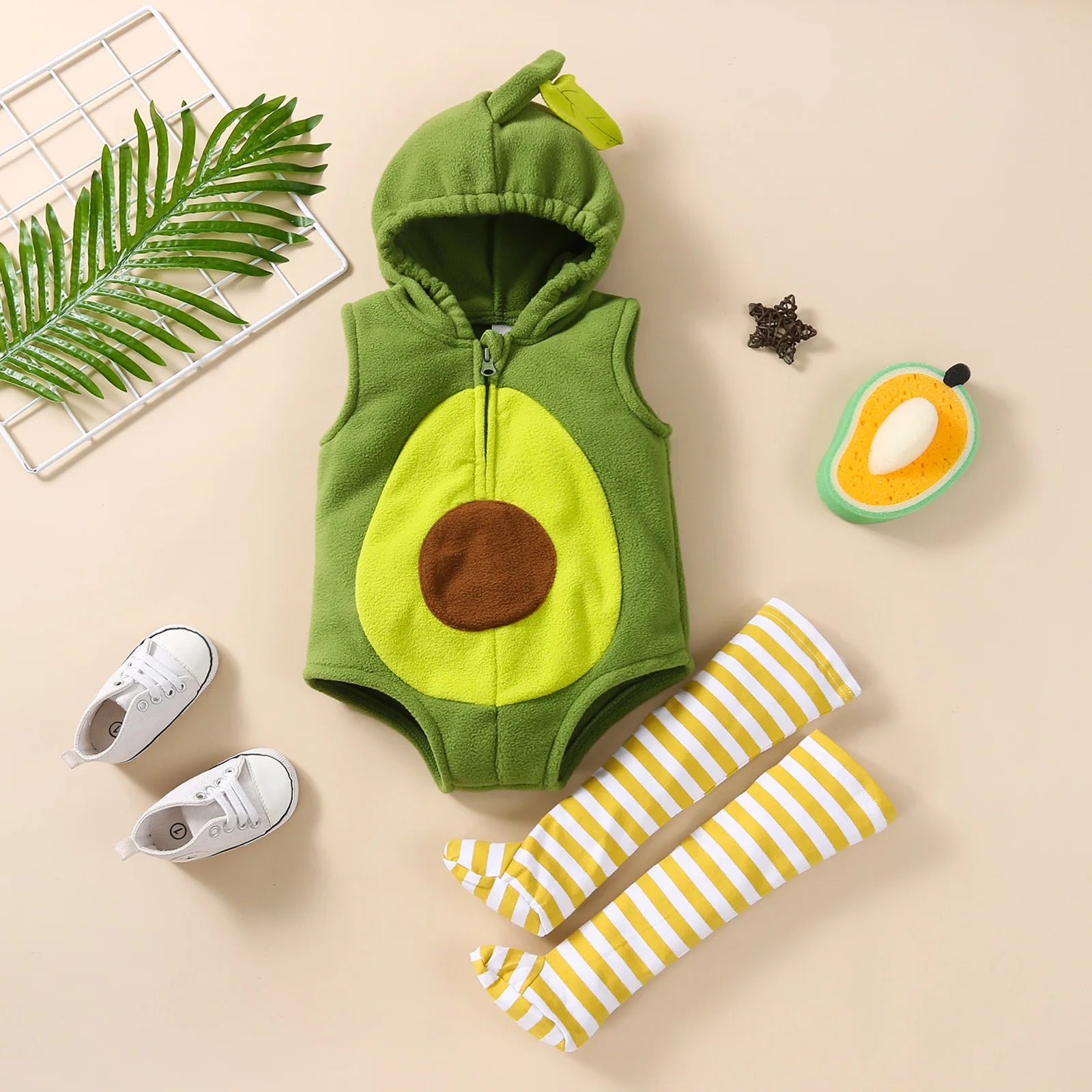 0-18M Baby Girl Boy Avocado Halloween Costume with Stockings