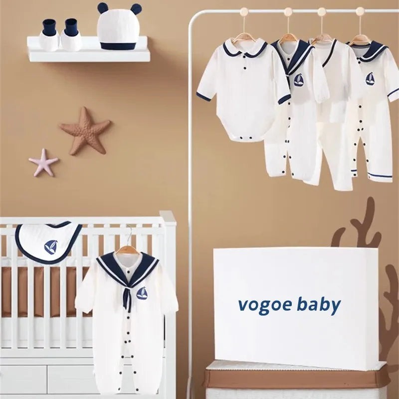 19/21/22/23pcs Newborn Clothes Set Navy Style Baby Clothes Spring Autumn Pure Cotton Infant Outfit Newborn Baby Gift With Box