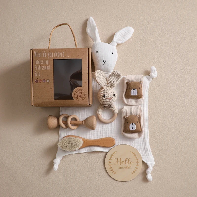 Baby drool Towel Toy Set Milestone Cards Gift Set