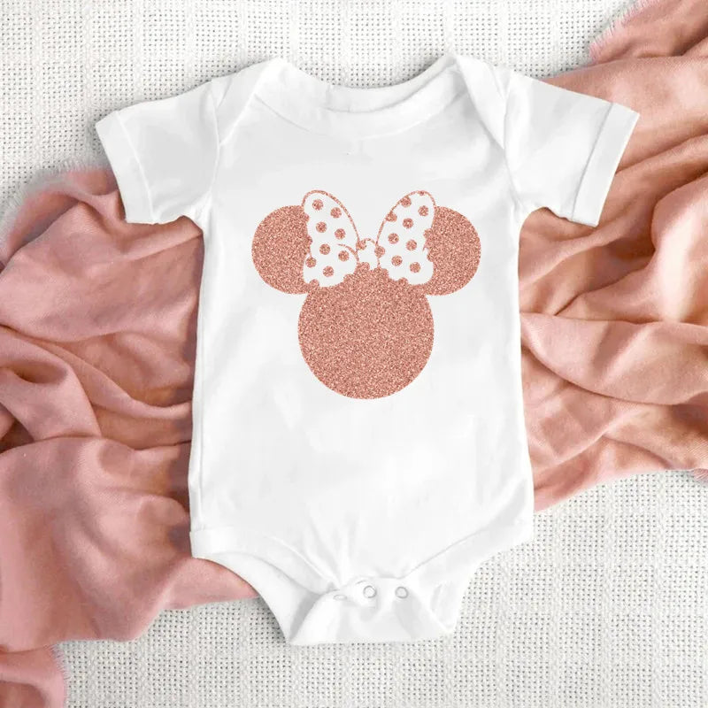 100% Cotton Babies Clothes Minnie Mouse Head New Born Bodysuit
