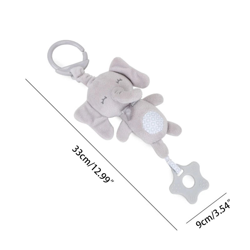 Cartoon Animal Shake Bell Pendant Plush Elephant Rabbit Cute Rattle