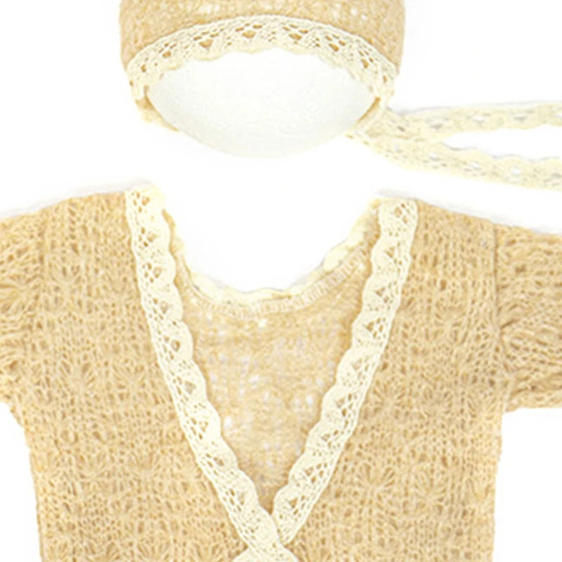 Knitting Mohair Photography Props Baby Outfits with Headwear