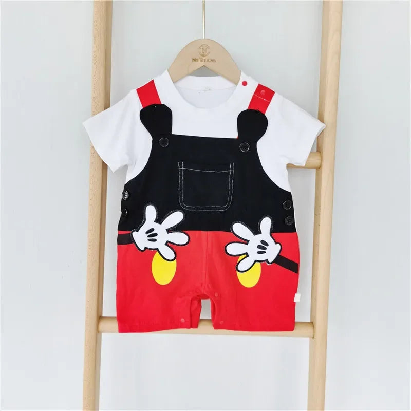 Summer Newborn Baby Jumpsuit Socks Set Cartoon Mickey Mouse