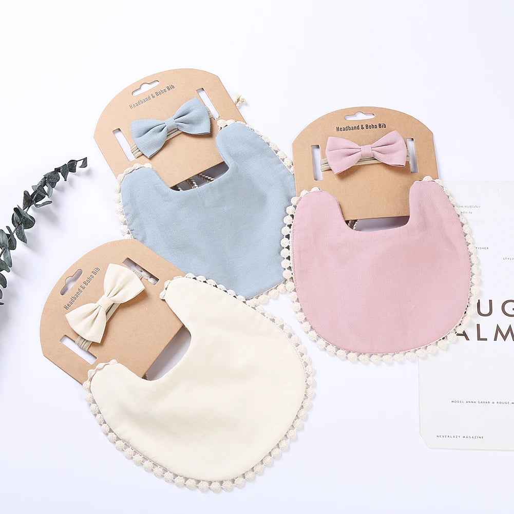 2Pcs/Set Muslin Cotton Baby Bib Bamboo Waterproof Feeding Burp Clothes
