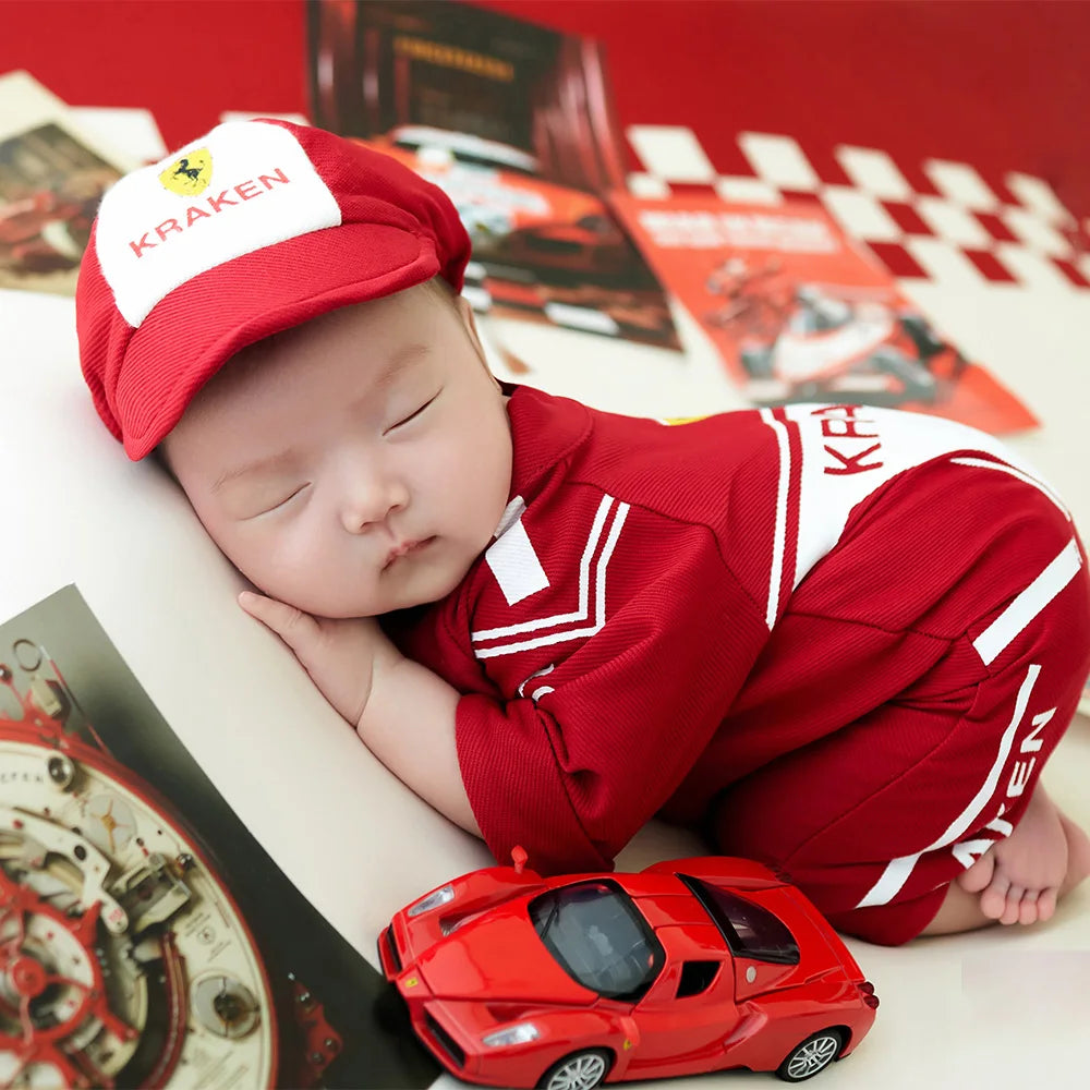 Newborn Photography Outfit Racing Theme Set Soft Cotton Racing Suit