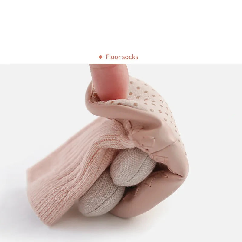 Winter New Baby Shoes Floor Socks Anti-skid Leather
