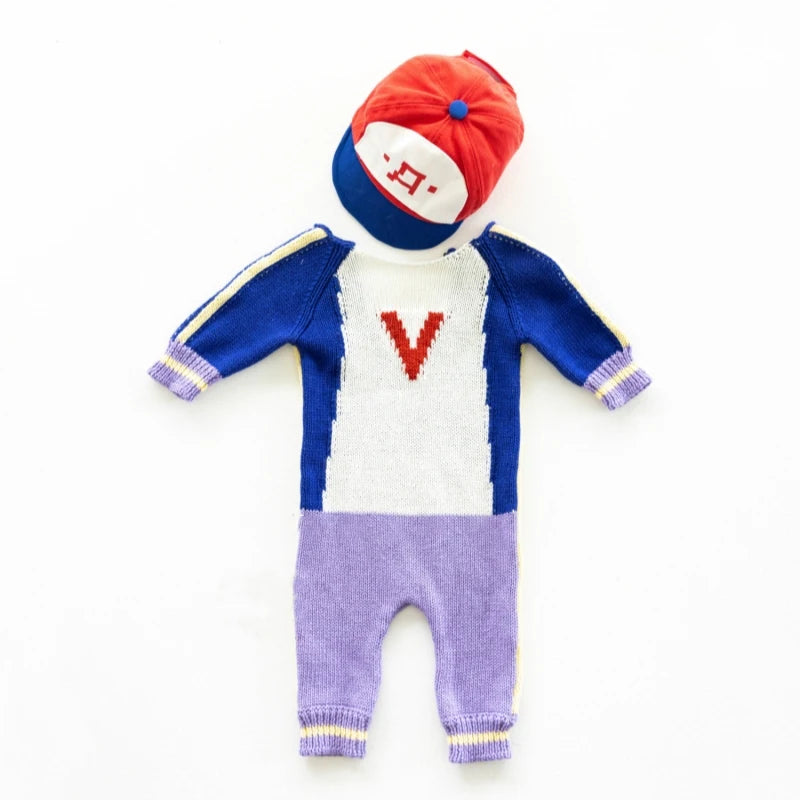 Newborn Baby Photography Props Knitting Jumpsuit+Cap