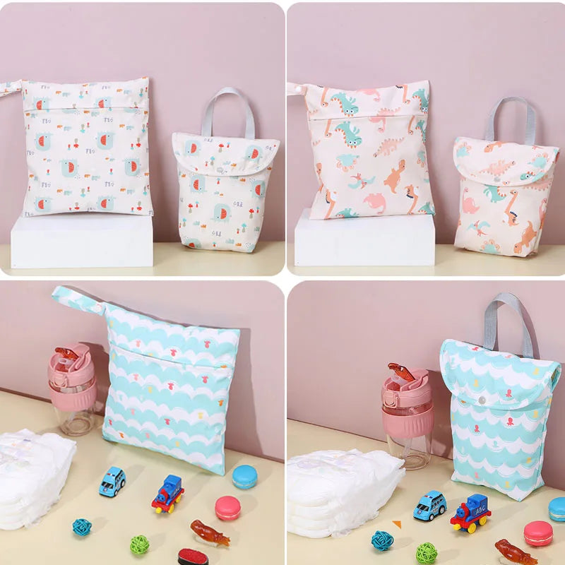 2023 Baby Diaper Bag Organizer Reusable Waterproof Wet/Dry Cloth Bag Mummy Storage Nappy Bag for Disposable Diaper Clothing