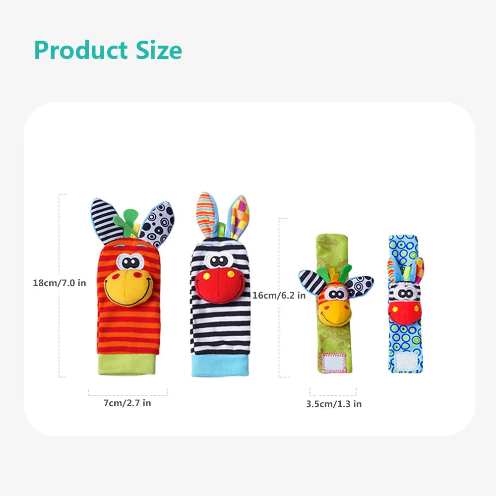 Plush Socks Wrist Strap Rattles Baby Toys 0-12 Months